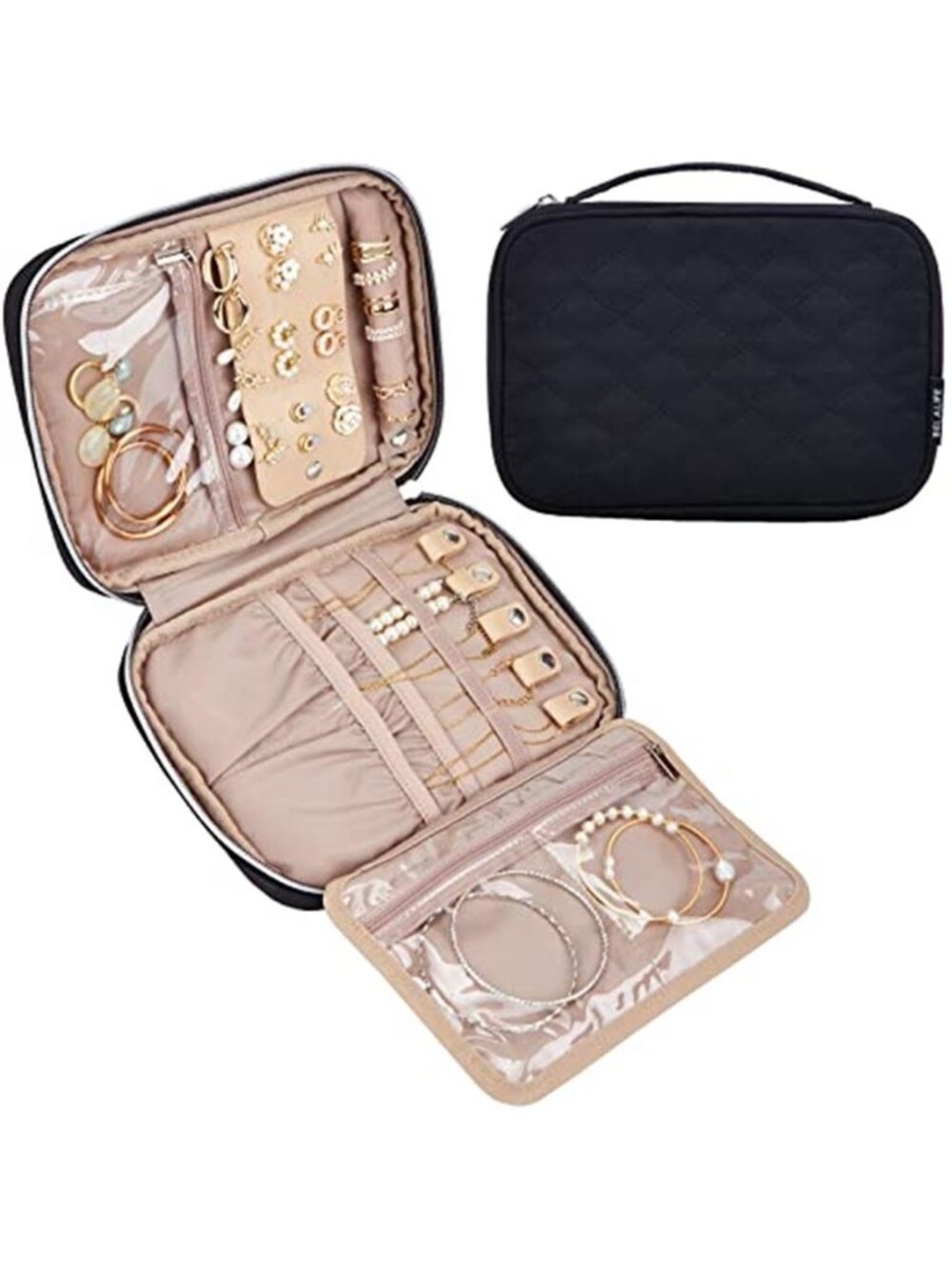 Travel Jewelry Organizer Case Earring Necklace Ring Bracelet Storage Portable